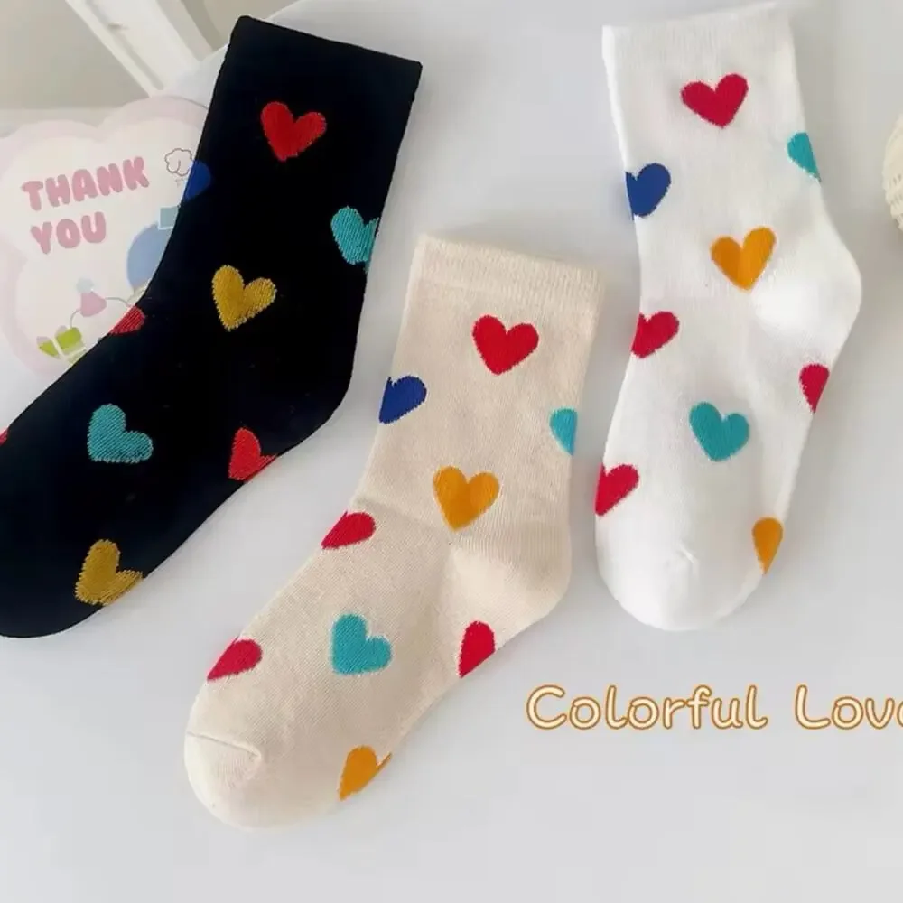 New lot of 3 girls heart socks  4-6